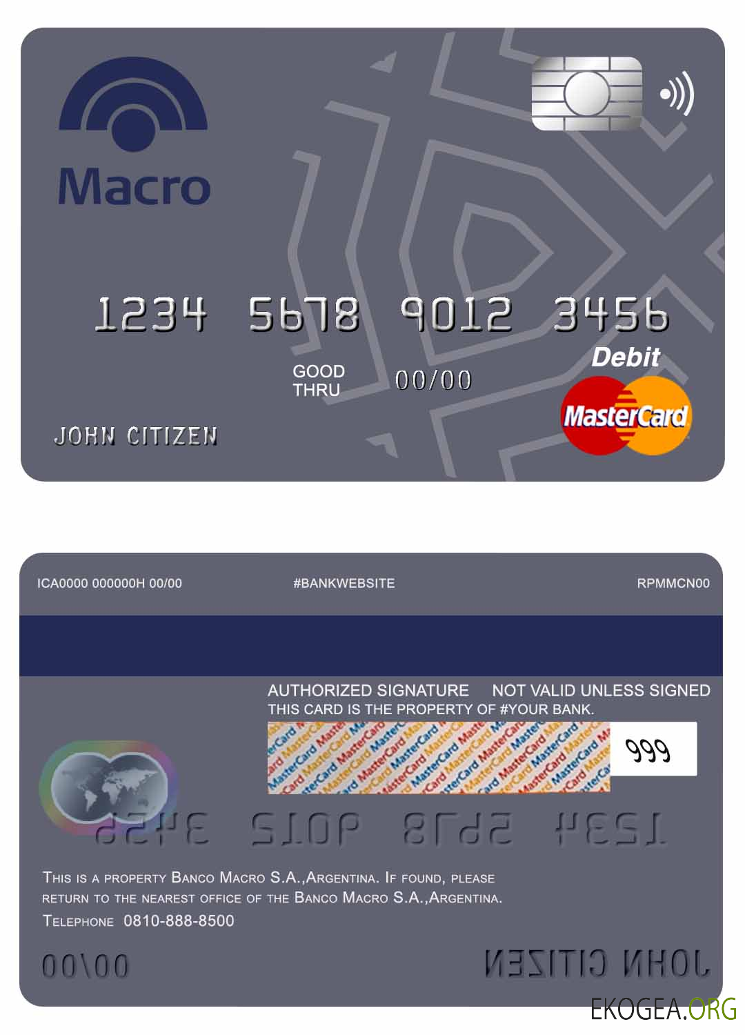 Carte de débit mastercard bancaire Argentine Banco Macro S.A.
